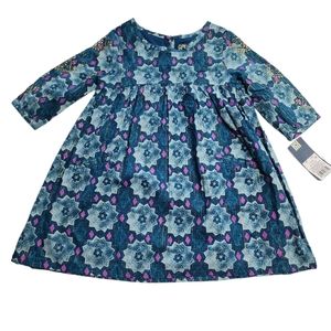 Genuine Kids from Oshkosh Floral Dress with Golden Accents Kids Girls Si…